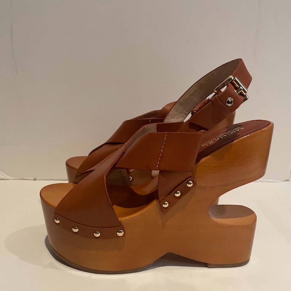 Michae Kors Ashley Wood/Leather Platform Sandals